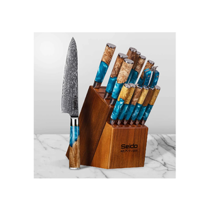 มีดสำหรับเชฟเหล็ก3.8นิ้วด้ามคาร์บอนเรซินสีฟ้าสำหรับปรับขนาดได้ - Product Image 3