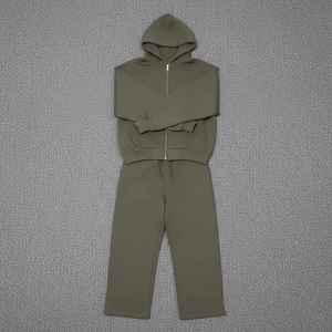 Conjunto Deportivo de 2 Piezas para Hombre, Diseño Holgado, Chaqueta con Cremallera Ecológica y Pantalones Deportivos de Pierna Recta, Venta al Por Mayor de Fábrica - Product Image 1