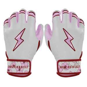Guantes de Bateo de Cuero Premium, Puño Corto, Blanco y Rosa, Guantes de Béisbol con Agarre Suave, Transpirables, Duraderos, para Entrenamiento y Juego - Product Image 1