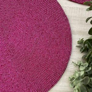 Eco-Friendly Embroidery Wedding Luxury Yellow Seed Bead Customizable High Quality Glass <b>Beaded</b> Table <b>Placemat</b> Direct Factory - Product Image 3