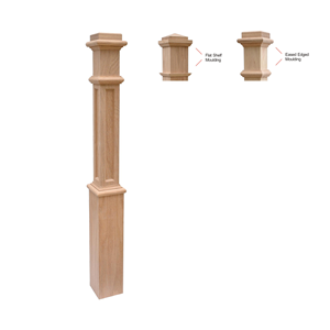 Caja de roble blanco macizo 4091FP a precio competitivo Newel con detalle de panel plano, elegantes piezas de escalera para cualquier escalera de EFS - Product Image 1