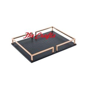 Best Selling Wooden <b>Black</b> Color Serving <b>Tray</b> With Gold Metal Legs Restaurant Kitchenware Serving Food <b>Tray</b> - Product Image 3