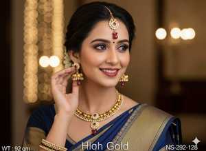 ชุดสร้อยคอโบราณเครื่องประดับแฟชั่นสูงสีทอง92gm สร้อยคอผู้หญิงพร้อมต่างหู - Product Image 5