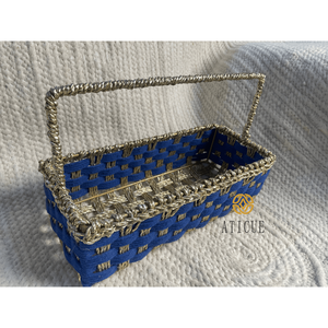 Eco-Friendly 12x6x4 Inch Hamper <b>Basket</b> Recycled <b>Plastic</b> Cotton with Top Handle Multipurpose Organizer for Living Room - Product Image 5