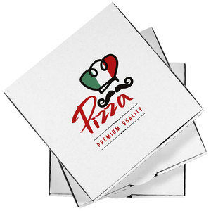 Boîtes à pizza en carton ondulé blanc de 12 "x 12" x 1.75 "Impression couleur durable Emballage sûr pour aliments à emporter - Product Image 1