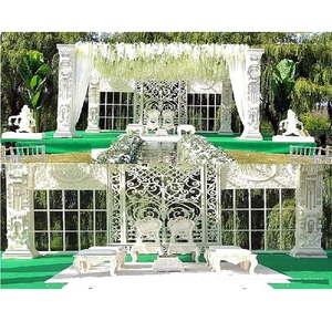 Tema de jardín al aire libre Boda moderna Mandap Calgary Tema al aire libre Boda moderna Mandap Tema blanco moderno Mandap Decor Australia - Product Image 1