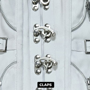 Corset blanc tendance de haute qualité avec fermetures éclair et clous décoratifs - Product Image 3