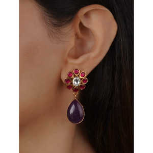 Conjunto de Collar y Pendientes de Latón Chapado en Oro de 18K con Circonitas, Ajustable, con Cierre de Hilo/Dori, Modelo CC-S27, Joyería de Moda - Product Image 6