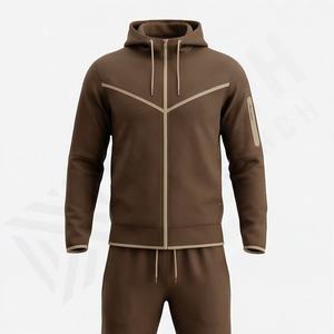 Survêtements en molleton pour hommes très vendus, vêtements de sport athlétiques, sweat à capuche zippé, pantalon de jogging, surdimensionné, deux pièces, vêtements de sport - Product Image 1