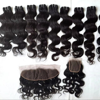 Cabello Humano Virgen Remy de Templo del Sur de la India, Cierre de Cabello Indio de Textura Lisa, Precios de Fábrica al por Mayor