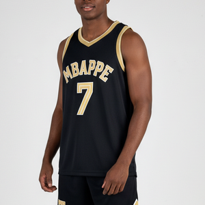 Uniforme Deportivo Unisex de Baloncesto, Talla Grande, Negro, Transpirable, con Estampado, Personalizable con Nombre y Número, Venta al Por Mayor - Product Image 1