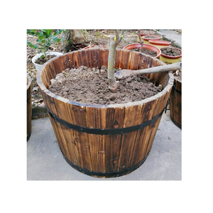 Venta al por mayor maceta de madera jarrón para suministros de jardín maceta cubo maceta y maceta con borde redondo de metal - Product Image 6