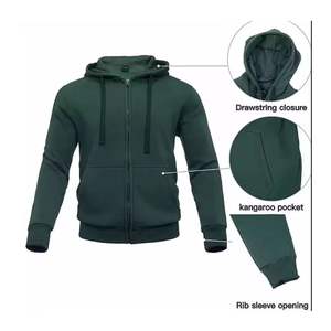 Conjunto de sudadera y Sudadera con capucha de lana de dos piezas sólidas de invierno transpirables personalizadas al por mayor para hombre, chándal para correr - Product Image 2