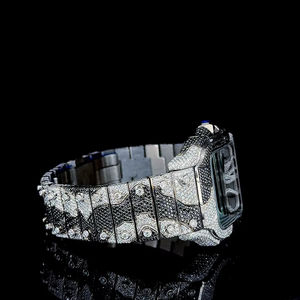 Reloj de Pulsera para Hombre con Diamantes de Moissanita Blancos y Negros, Totalmente Engastado, Movimiento Mecánico Automático para Proveedores Indios - Product Image 3