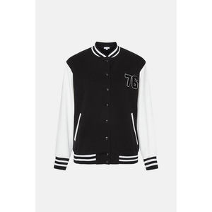 Best Quality Women's Varsity Jackets XL Plus Black Wool Body <b>White</b> Sleeves <b>Button</b> Closure Casual College Wear Silk Embroidery - Product Image 6