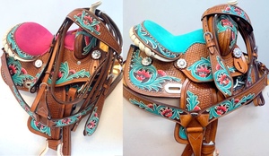 Offre Spéciale anglais fait à la main en cuir de vache véritable selle occidentale siège en cuir souple Durable pour cheval parfait ensemble de tack équestre - Product Image 3