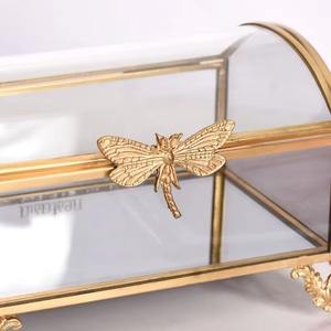 Boîte à bijoux en verre avec cadre en métal Support décoratif élégant parfait pour coiffeuse de chambre à coucher et utilisation de cadeaux d'Inde - Product Image 5