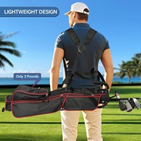 Sac de support de golf compact en nylon léger à double sangles multi 6 poches avec capuche de couverture de pluie sacs de golf portables sacs avec logo personnalisé