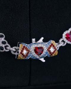 Joyería y Accesorios para Hombre al por Mayor, Collar de Cadena de Eslabones Estilo Hip-Hop Europeo y Americano, Piedras Preciosas Coloridas y Diseño Versátil - Product Image 2