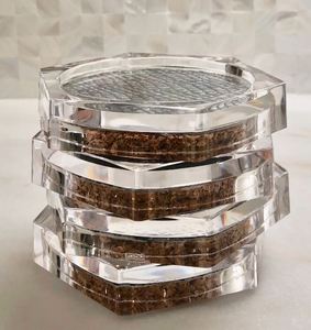 Premium Quality Acrylic Tea <b>and</b> Coffee <b>Coasters</b> <b>Set</b> of 4 Hexagon Shape Customized Size Clear <b>Coasters</b> Best Value for Home Use - Product Image 2