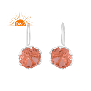 Hot Selling <b>Fine</b> Sterling Silver Doublet Morganite Quartz Gemstone Dangle <b>Earring</b> Custom Jewelry Manufacturer - Product Image 1