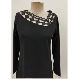 Vestido Mini de Crepé Importado con Cuello de Encaje y Manga Larga Elegante para Mujer de Jane's, para Fiestas Nocturnas y Ocasiones Elegantes - Product Image 6
