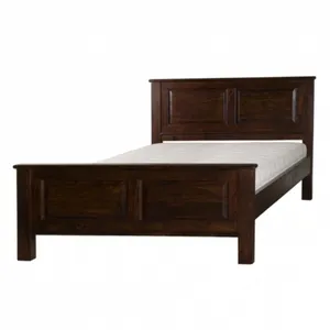 سرير مزدوج بتصميم بسيط وحديث من خشب المانجو الهندي بلمسة نهائية طبيعية لغرف النوم بالمنازل والفنادق