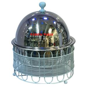 Olla Caliente de Madera con Acabado en Nogal y Tapa Dorada, Forma Redonda, Diseño de Mesa, Calentador de Comida de Madera de Lujo, Nuevo y Elegante - Product Image 6