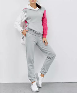 Sweat à capuche à motif uni pour femmes et survêtement de jogging pull avec logo personnalisé ensemble de vêtements de sport longueur à la cheville - Product Image 1