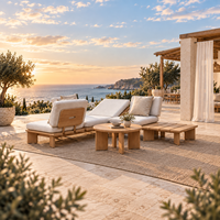Ensemble de canapés modulaires d'extérieur pour terrasse d'hôtel et de complexe hôtelier, résistant à l'eau, en aluminium imitation bois, mobilier de jardin, personnalisation OEM
