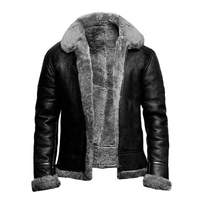 Veste en peau de mouton classique B3 Bomber en gros |   Veste d'aviateur en véritable peau de mouton |   Veste en cuir chaude pour l'automne, col montant