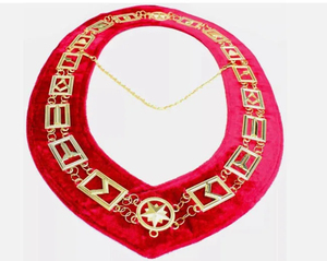 Collar Masónico de Terciopelo Rojo con Emblema de Estrella Dorada y Eslabones de Cadena, Accesorio de Insignia de Estilo Clásico - Product Image 2