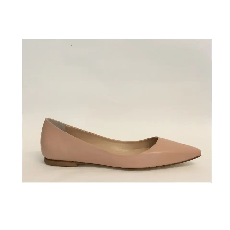 100% Made in Italy trending fashion Nude Baby Calf Leather Woman Flat Ballerina for all season