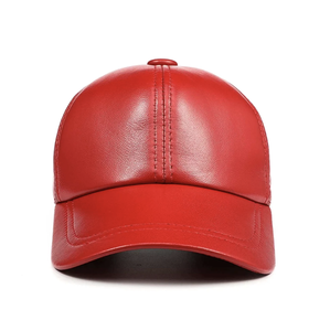 Gorra de béisbol de cuero genuino de alta calidad para hombre, sombrero rojo de piel de vaca, sombreros ajustables de cuero Real, venta al por mayor, OEM - Product Image 6