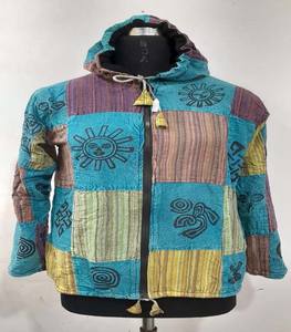 Chaqueta de Invierno con Capucha Estilo Hippie Patchwork, Sudadera Holgada de Forro Polar Vintage Étnica, para Mujer y Hombre, Estilo Boho para Festivales, Tallas M L XL GC-AP-1528 - Product Image 1