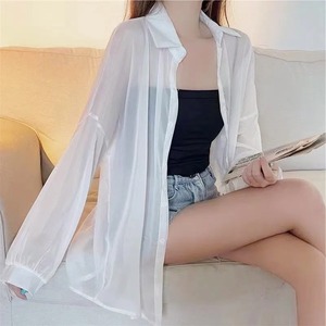 Nouvelle femme décontracté été chemise manches longues femmes chemises 100% coton élégant col rabattu chemises surdimensionnées - Product Image 4