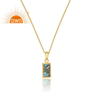 Dernière vente en argent sterling 925 plaqué or 18 carats Boulder Turquoise Gemstone Pendentif Collier Demi Fine Jewelry Fabricant - Product Image 2