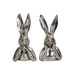 การออกแบบที่น่าสนใจทันสมัยกระต่ายคู่นั่งในโครเมี่ยมและสีเงินตกแต่งโชว์กระต่ายรูปวินเทจจํานวนมาก - Product Image 6