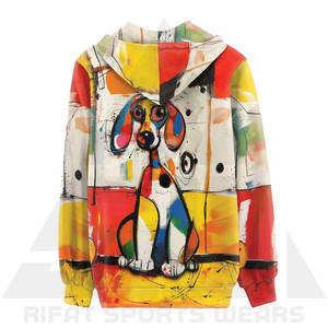 Sudadera con Capucha de Secado Rápido para Mujer, Diseño de Perro Abstracto, Mezcla Premium de Poliéster/Algodón, Cómoda, Sublimada - Product Image 3
