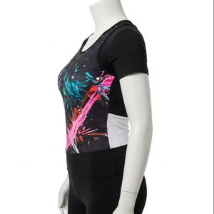 Quick Dry Spandex <b>Yoga</b> <b>Tops</b> Heat Transfer Printing Stretch Fabric Moisture Wicking Activewear for Fitness Gym Running Training - Product Image 4