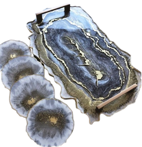 Plateau en résine de meilleur style avec poignée Cadeau pour la maison Grande vente Plateau en résine de forme rectangulaire personnalisé - Product Image 5