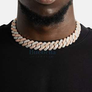 Joyería de moissanita fina de plata 925 para hombre, cadena de eslabones cubanos de dos tonos de 19MM, cadenas cubanas heladas a la venta - Product Image 2