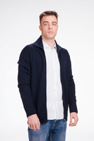 Alexander Herren Premium 100% Woll-Cardigan Dünner Winter-Pullover Hoher Rollkragen Vintage-Dekoration Flachgestrickt Atmungsaktiv