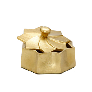 Gold Metal Mini Fancy <b>Canister</b> with Lid Home Decorative - Product Image 1