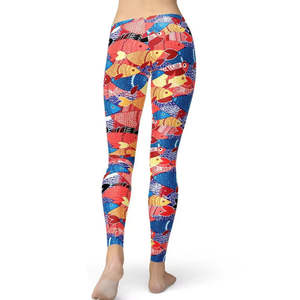 Women <b>Leggings</b> Fashion 100% Cotton Breathable Fleece High Waist Yoga Workout Summer Print <b>Shiny</b> Butt Lifting Wholesale - Product Image 5
