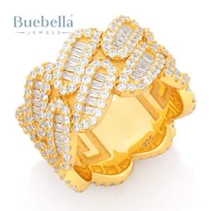 Anillo de moissanita de diamante totalmente helado de Plata de Ley 925, joyería fina personalizada, colección de Hip Hop para hombres - Product Image 1