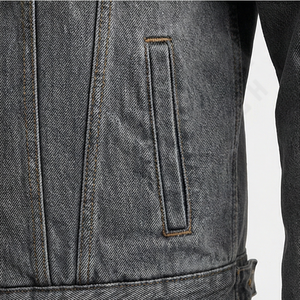 Veste en jean pour homme tendance, col montant, lavage bleu clair personnalisé, décontractée, réversible, de haute qualité, style streetwear - Product Image 5