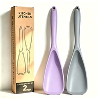 Lot de 2 spatules de cuisine en silicone et nylon, spatule-cuillère multifonction, conception monobloc, ensemble de spatules en silicone de 12 pouces