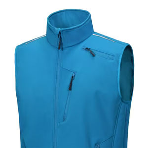 Gran oferta, chaleco Softshell para exteriores para hombres adultos, Color azul cielo, cuello levantado, cremallera, ropa informal, chaleco de carcasa suave con bolsillo con cremallera - Product Image 6