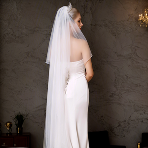 Voile de mariée Bridella BV132-IY1.5 en cristal blanc ivoire de luxe avec bordure en perles, 1 couche, décoration de fête de mariage, appliques en dentelle perlée, peigne - Product Image 3